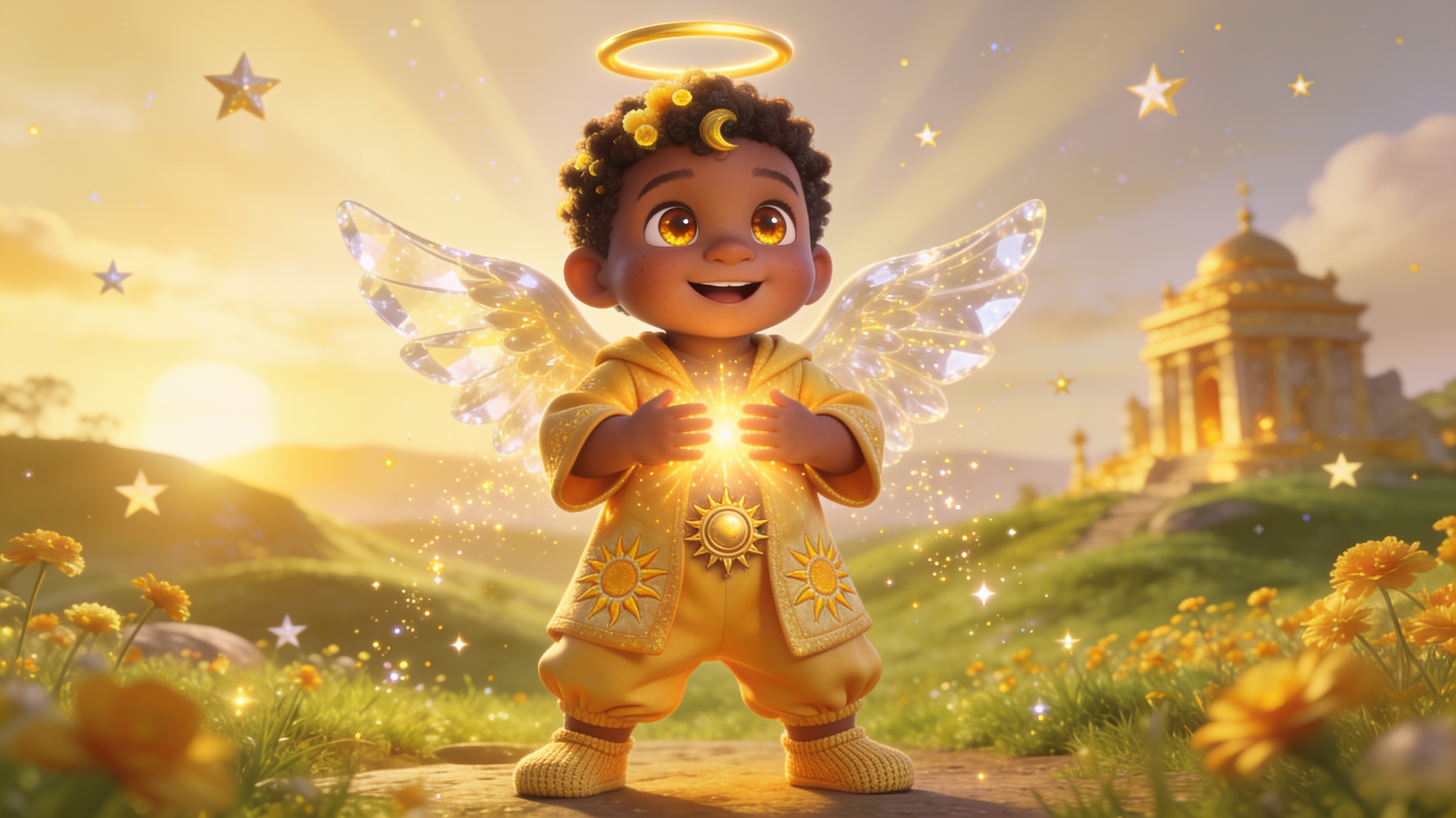Zane, the Golden Yellow Champion Angel Baby